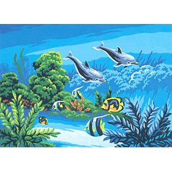Canevas Collection d'art Dauphins et poissons tropicaux
