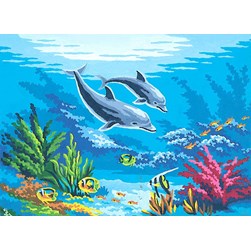 Canevas Collection d'art Les dauphins au coeur du lagon