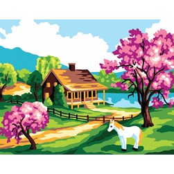 Canevas Collection d'art La maison de bois du lac