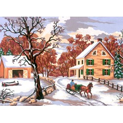 Canevas Collection d'art Village de campagne enneigé