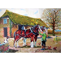 Canevas Collection d'art Attelage à la ferme