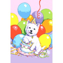 Canevas Collection d'art La fête anniversaire du westy