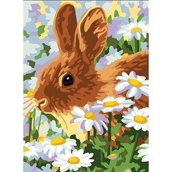 Canevas Collection d'art Lapin dans les marguerittes