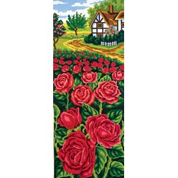 Canevas Collection d'art La maison au champ de roses