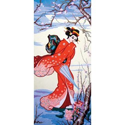 Canevas Collection d'art Geisha au kimono rouge