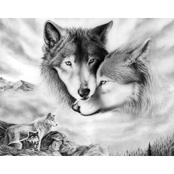 Broderie diamant Collection d'art Souvenir d'un couple de loup
