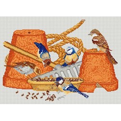 kit Point de croix Anagram Diffusion Les pots de terre et oiseaux