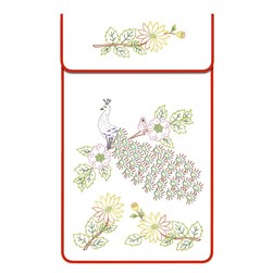 Cache Torchon - Broderie Traditionnelle Luc Création Cache torchon coton blanc - le paon