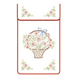 Cache Torchon - Broderie Traditionnelle Luc Création Cache torchon coton blanc - panier de roses au rub