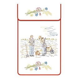 Cache Torchon - Broderie Traditionnelle Luc Création Cache torchon sur coton blanc - l'angélus