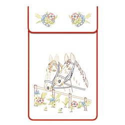 Cache Torchon - Broderie Traditionnelle Luc Création Cache torchon coton écru - chevaux de la barrière