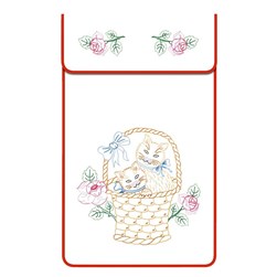 Cache Torchon - Broderie Traditionnelle Luc Création Cache torchon coton écru - chats dans le panier