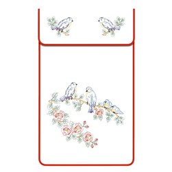 Cache Torchon - Broderie Traditionnelle Luc Création Cache torchon sur coton ecru - les mésanges