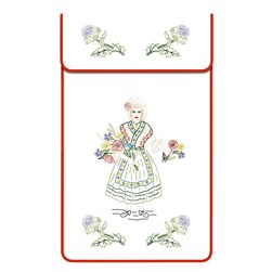 Cache Torchon - Broderie Traditionnelle Luc Création Cache torchon sur toile coton écru - femme de lorr