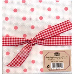 Toile aïda impression à broder DMC Toile Aida 5 5 pois rouge imprimée