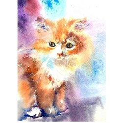 Broderie diamant Collection d'art Chaton aquarelle