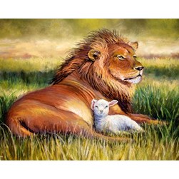 Broderie diamant Collection d'art L'agneau et le lion
