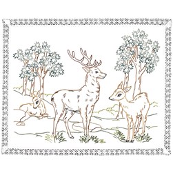 Kit napperons dentelle - Broderie Traditionnelle Luc Création Le cerf et les biches