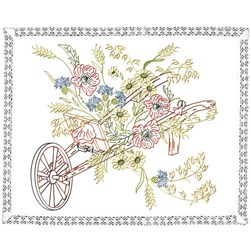 Kit napperons dentelle - Broderie Traditionnelle Luc Création Brouette aux fleurs des champs