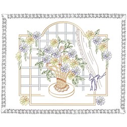 Kit napperons dentelle - Broderie Traditionnelle Luc Création Le vase de la fenêtre