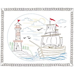 Kit napperons dentelle - Broderie Traditionnelle Luc Création Le voilier du phare