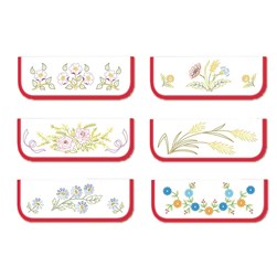 Pochette serviette - Broderie traditionnelle Luc Création Lot de 6 Pochettes Serviettes - petites fleurs A