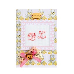 Cartes à broder Luca-S Initiales aux oursons