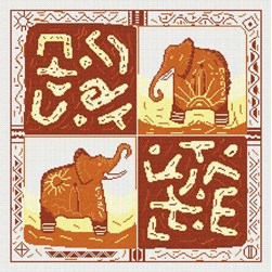 Fiche Point de Croix Anagram Diffusion Eléphants africains