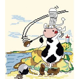 Fiche Point de Croix Anagram Diffusion La vache bretonne joue au golf