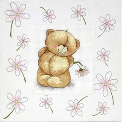 kit Point de croix Anchor Mon ourson timide et les fleurs
