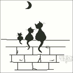 Fiche Point de Croix Points de Repère Trois chats sur le muret