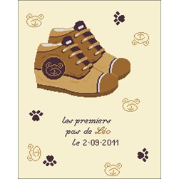 Broderie naissance Points de Repère Mes premiers pas - garçon