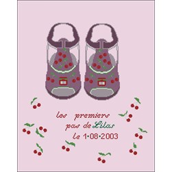 Broderie naissance Points de Repère Mes premiers pas - fille