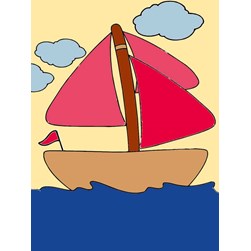 kit Canevas - Petits trous Luc Création Le bateau aux voiles rouges