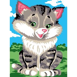 kit Canevas - Petits trous Luc Création Chatte grise