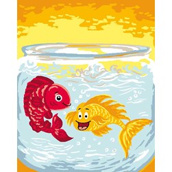 kit Canevas - Petits trous Luc Création Poisson rouge et jaune