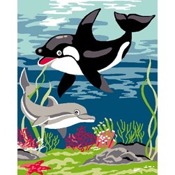 kit Canevas - Petits trous Luc Création Dauphins bicolores