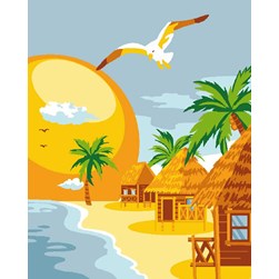 kit Canevas - Petits trous Luc Création Les huttes de la plage