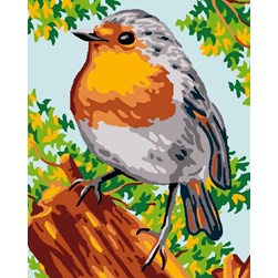 kit Canevas - Petits trous Luc Création Rouge-gorge sue le tronc