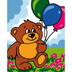 kit Canevas - Petits trous Luc Création L'ourson et ses ballons