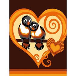 kit Canevas - Petits trous Luc Création L'amour de 2 oiseaux