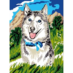 kit Canevas - Petits trous Luc Création Le husky de la prairie