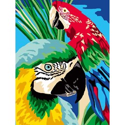 kit Canevas - Petits trous Luc Création Paroles de perroquets multicolores