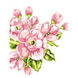 kit Canevas - Petits trous Luc Création Branche de fleurs roses rayonnantes