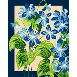 kit Canevas - Gros trous Luc Création Jolies fleurs bleues