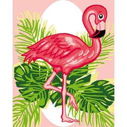 kit Canevas - Petits trous Luc Création Le flamant rose tropical