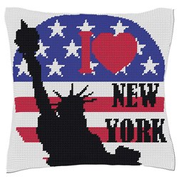 Coussin au demi point Luc Création J'aime New York