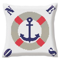 Coussin au demi point Luc Création Boussole marine