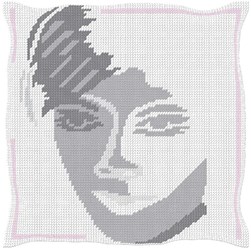 Coussin au demi point Luc Création Esquisse de femme