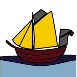 kit Canevas - Gros trous Luc Création Le drakkar à la voile jaune